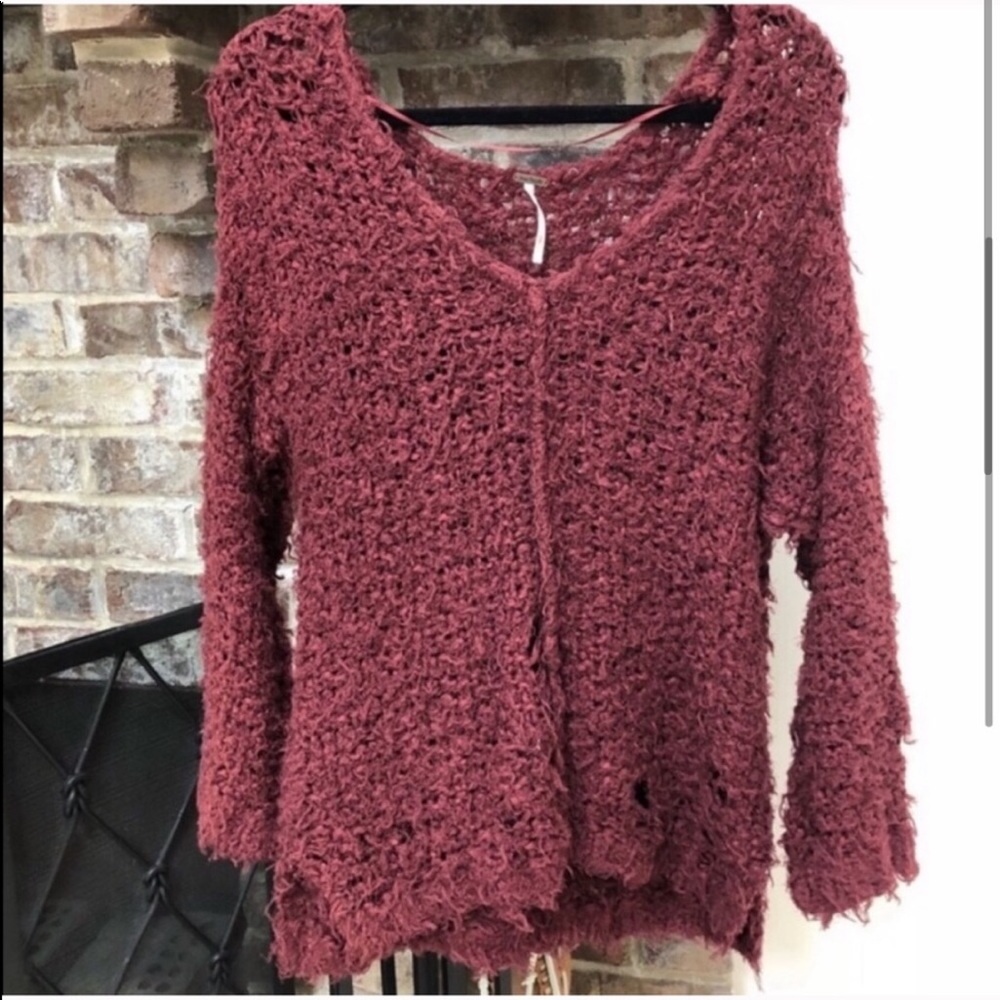 Free People Burgundy Sweater